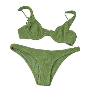 Rhythm / Free People Movement Wave Break Green Bikini Set with Adjustable Straps